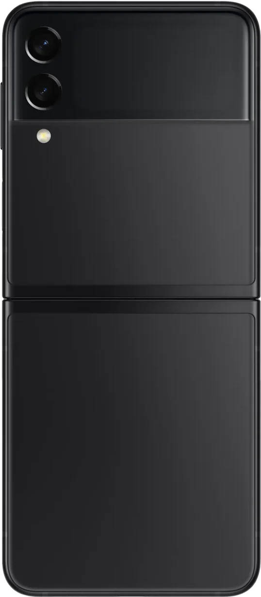 Baksidan av Galaxy Z Flip3 som visar det eleganta svarta utförandet